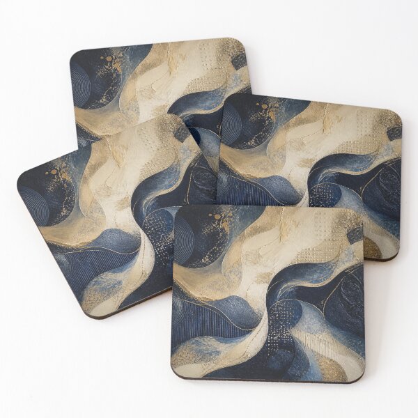 Item preview, Navy Blue and Gold Textured Abstract designed and sold by Harmonic_Layers.