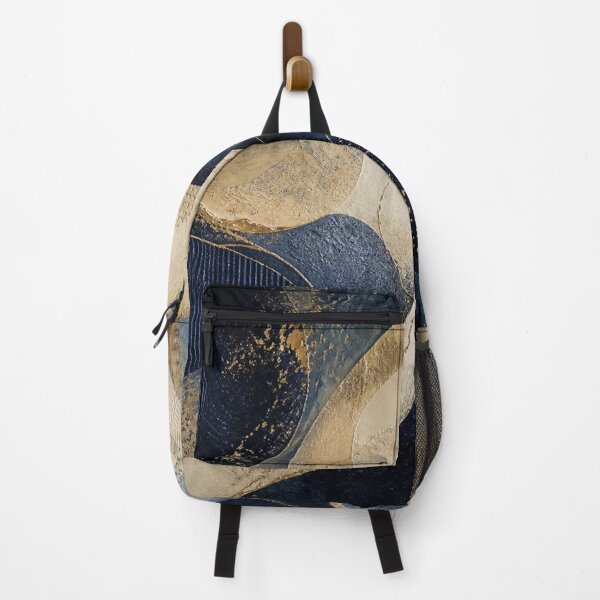 Item preview, Navy Blue and Gold Textured Abstract designed and sold by Harmonic_Layers.