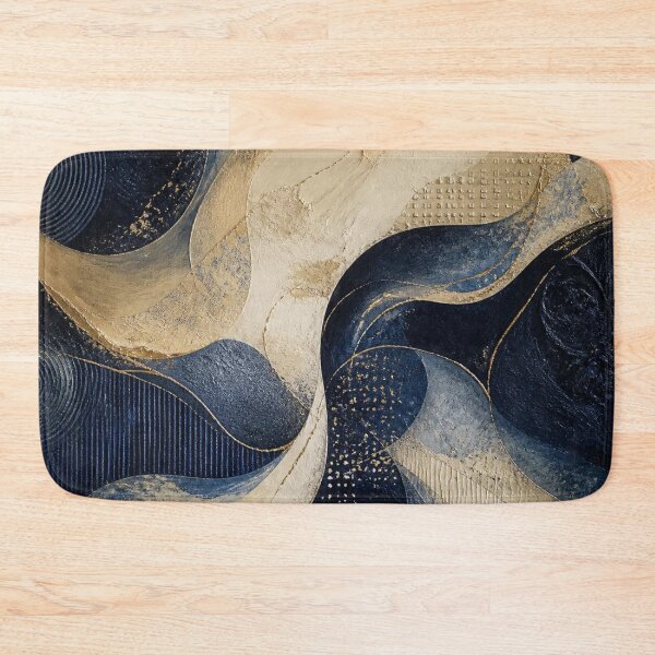 Item preview, Navy Blue and Gold Textured Abstract designed and sold by Harmonic_Layers.