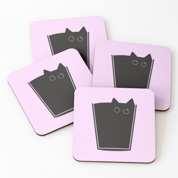 Item preview, black cat in a glass boba chibi cute rounded whimsical twee design #12 designed and sold by Kyna Arts.