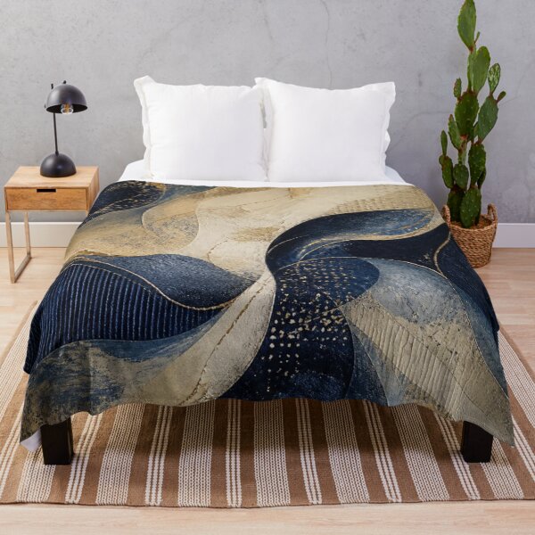 Item preview, Navy Blue and Gold Textured Abstract designed and sold by Harmonic_Layers.