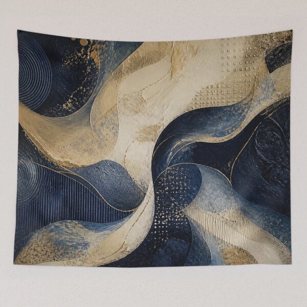 Item preview, Navy Blue and Gold Textured Abstract designed and sold by Harmonic_Layers.