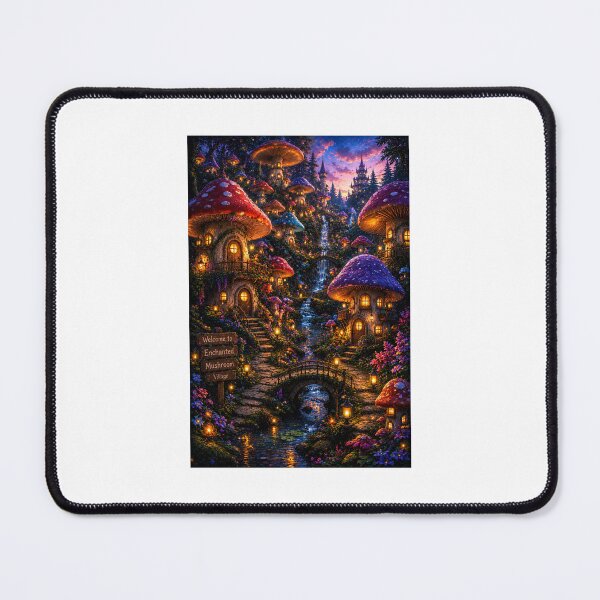 Item preview, Welcome to Enchanted Mushroom Village: Magical Fantasy Landscape Artwork designed and sold by Ak-art-shop.