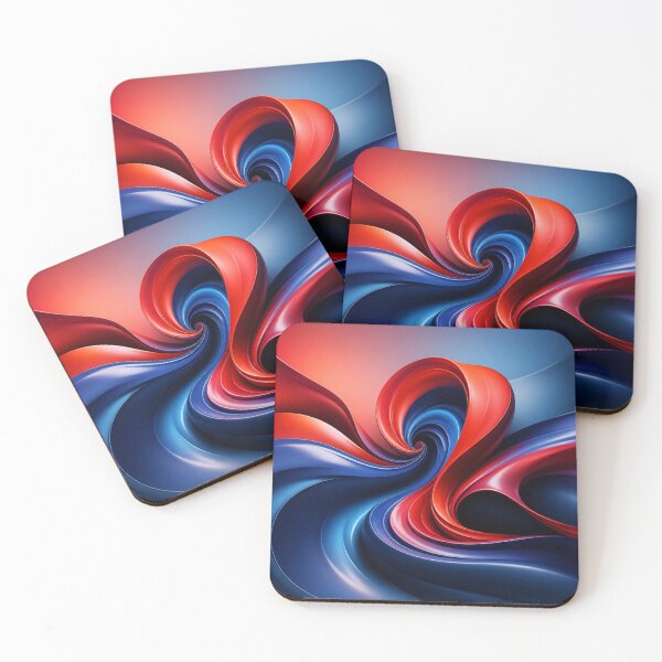 Item preview, Vibrant Red and Blue Swirling Abstract Waves designed and sold by Harmonic_Layers.
