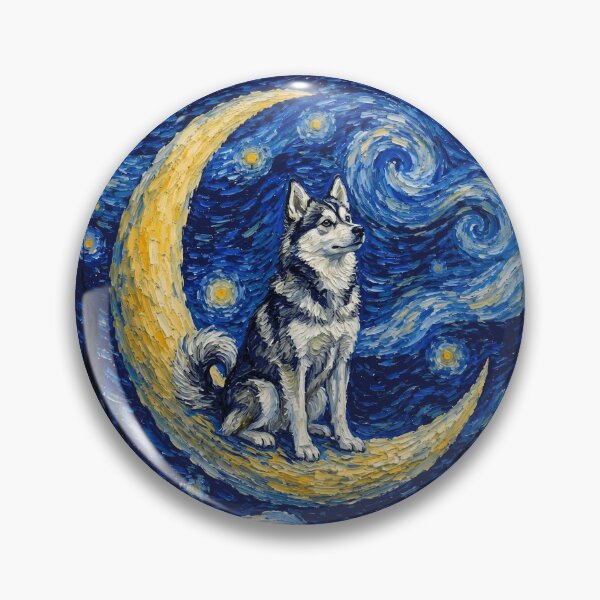 Item preview, Funny Alaskan Klee Kai Starry Night Painting Cute Moon Stars Mom Dad Kids designed and sold by FurryHavenPH.
