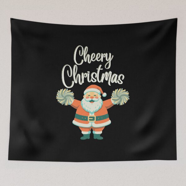 Item preview, Cheery Christmas Cheerleader Santa Retro Festive Pun - Light Ink Edition designed and sold by SunandShade.