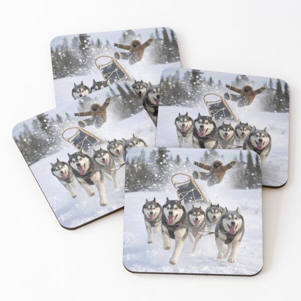 Item preview, Out of Control Team of Huskies Pulling a Sled designed and sold by Maria Dryfhout.