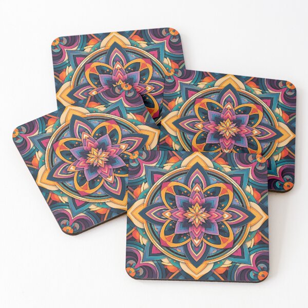 Item preview, Colourful Jewel Tone Geometric Mandala Floral Kaleidoscope Pattern designed and sold by My Gluten Free Life UK.