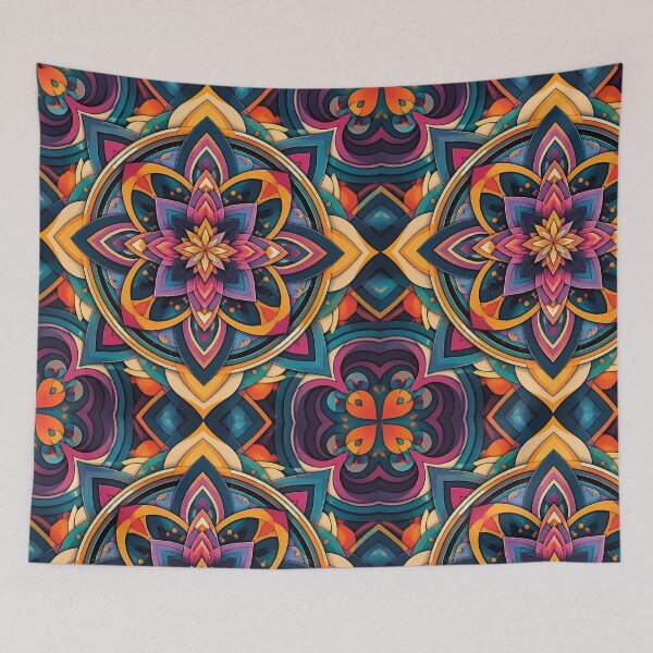 Item preview, Colourful Jewel Tone Geometric Mandala Floral Kaleidoscope Pattern designed and sold by My Gluten Free Life UK.