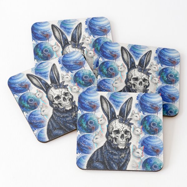 Item preview, Dark Surrealism Gothic Rabbit Skull and Cosmic Cats designed and sold by LujziWorld.
