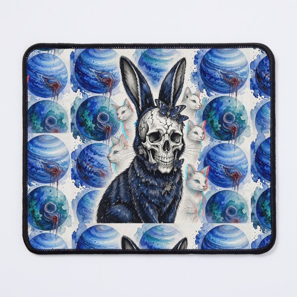 Item preview, Dark Surrealism Gothic Rabbit Skull and Cosmic Cats designed and sold by LujziWorld.