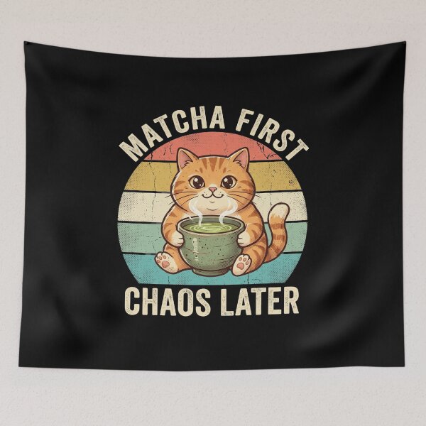 Item preview, Matcha First Chaos Later – Funny Matcha Cat designed and sold by TeeStyle.mr.