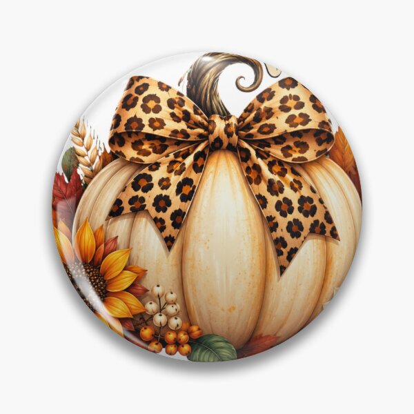 Item preview, Thankful Grateful Blessed Fall Pumpkin Leopard Print Bow designed and sold by BumbleBloom7.