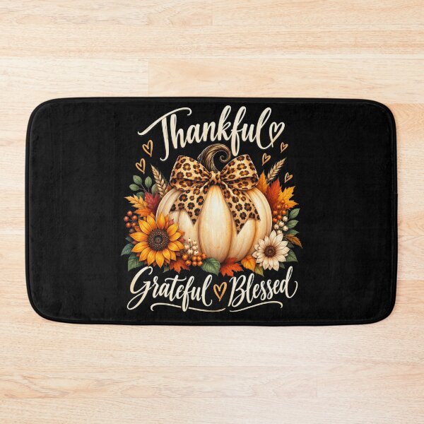Item preview, Thankful Grateful Blessed Fall Pumpkin Leopard Print Bow designed and sold by BumbleBloom7.
