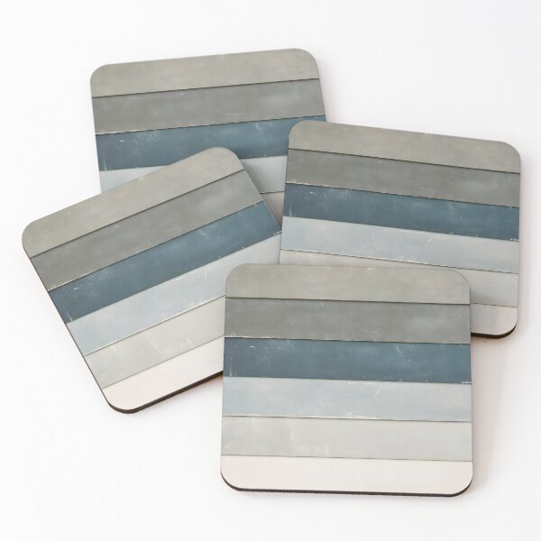 Item preview, Rustic Weathered Horizontal Stripes Wall Art Distressed Painted Wood Plank Texture Print in Slate Blue Charcoal and Off-White Tones designed and sold by SurfaceCraft Studio.