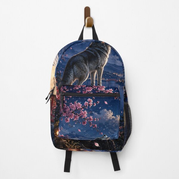 Item preview, Howling Wolf Moon Japanese Mountain Fantasy designed and sold by BrandonArtWorld.