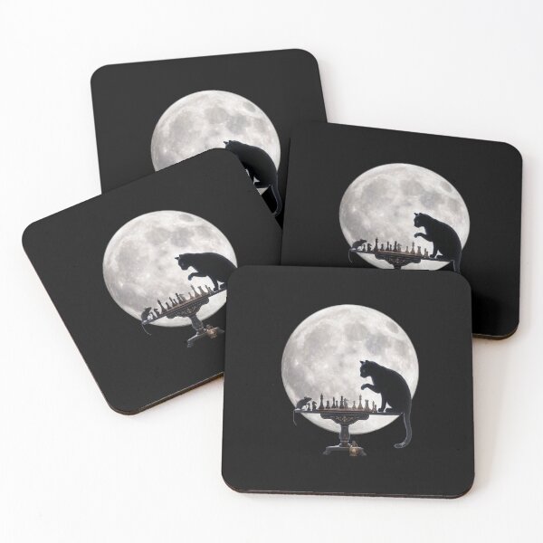 Item preview, Lunar Gambit: Black Cat and Mouse Chess Match Under the Full Moon designed and sold by Shopeon Designs.
