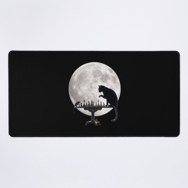 Item preview, Lunar Gambit: Black Cat and Mouse Chess Match Under the Full Moon designed and sold by Shopeon Designs.