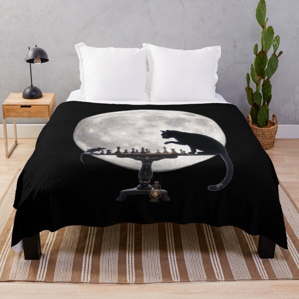Item preview, Lunar Gambit: Black Cat and Mouse Chess Match Under the Full Moon designed and sold by Shopeon Designs.