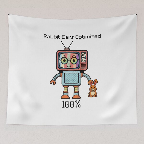 Item preview, Rabbit Ears Optimized TV Robot - 80s Retro Fun designed and sold by SunandShade.