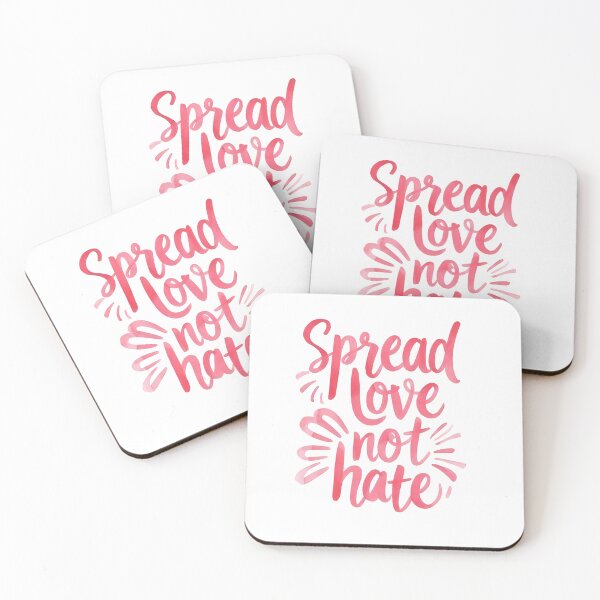 Item preview, Spread Love Not Hate Pink Watercolor Calligraphy Quote Art designed and sold by QCena.
