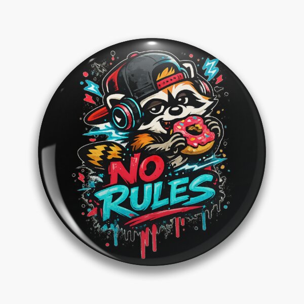 Item preview, No Rules – Rebel Raccoon with Donut Streetwear Design designed and sold by ArtisticHeart21.