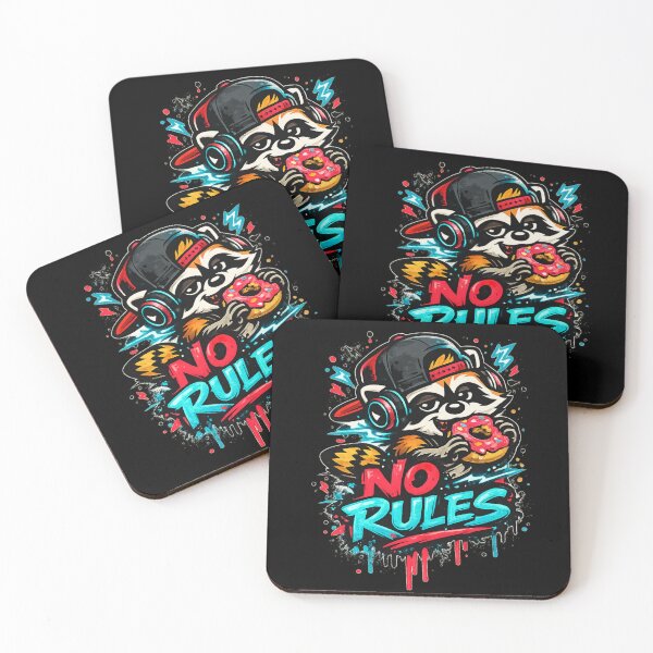 Item preview, No Rules – Rebel Raccoon with Donut Streetwear Design designed and sold by ArtisticHeart21.