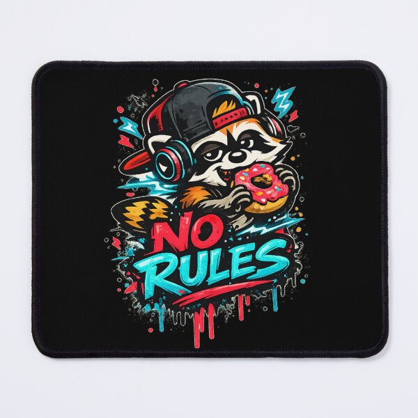 Item preview, No Rules – Rebel Raccoon with Donut Streetwear Design designed and sold by ArtisticHeart21.