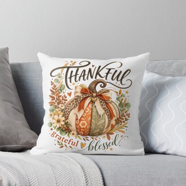 Item preview, Thankful Grateful Blessed Vintage Floral Pumpkin Leopard Bow Fall Thanksgiving designed and sold by BumbleBloom7.