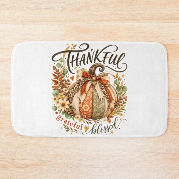 Item preview, Thankful Grateful Blessed Vintage Floral Pumpkin Leopard Bow Fall Thanksgiving designed and sold by BumbleBloom7.