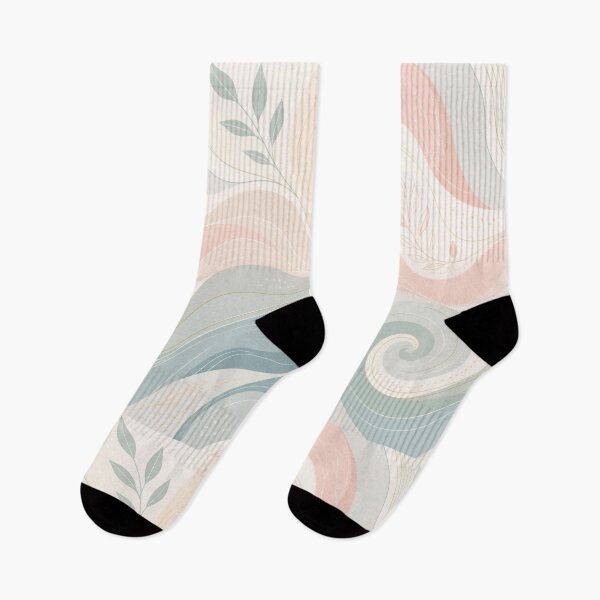 Item preview, Pastel Abstract Botanical Wave Pattern With Minimal Leaves designed and sold by My Gluten Free Life UK.