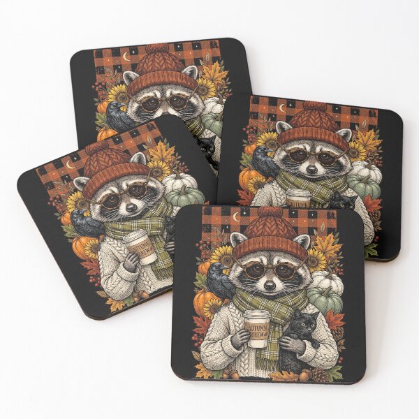 Item preview, Fall Raccoon Black Cat designed and sold by Tiffany Roy.