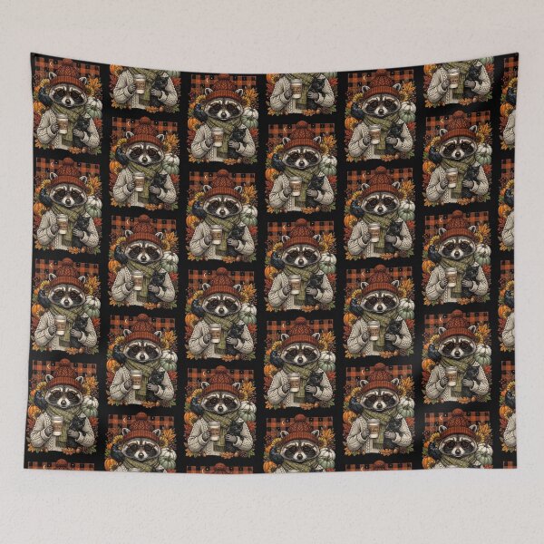 Item preview, Fall Raccoon Black Cat designed and sold by Tiffany Roy.