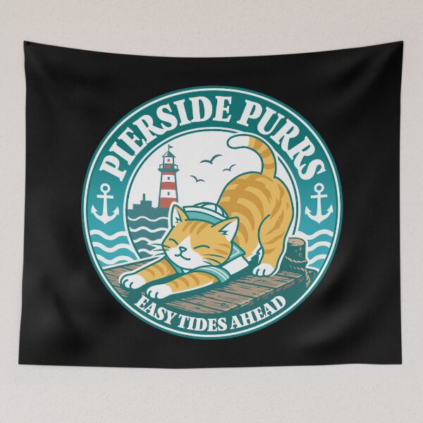 Item preview, Orange Tabby Sailor Cat & Lighthouse - Retro Nautical Badge_Green designed and sold by AckeeWolf.