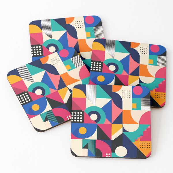 Item preview, Bold Retro Bauhaus Geometric Pattern In Bright Primary Colours designed and sold by My Gluten Free Life UK.