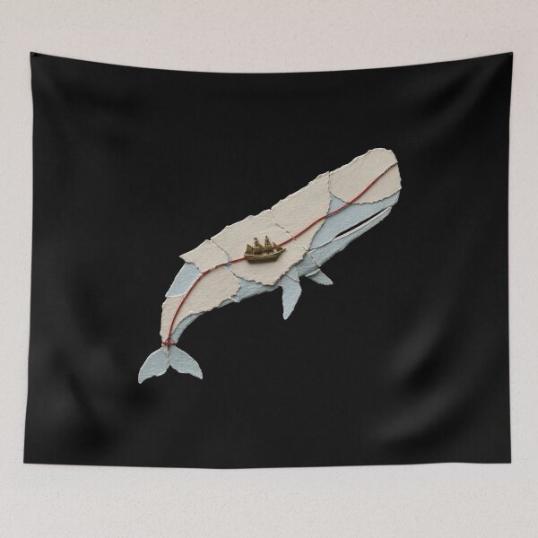 Item preview, Moby Dick Paper Whale - Red Thread and Golden Ship designed and sold by Fenay Designs.