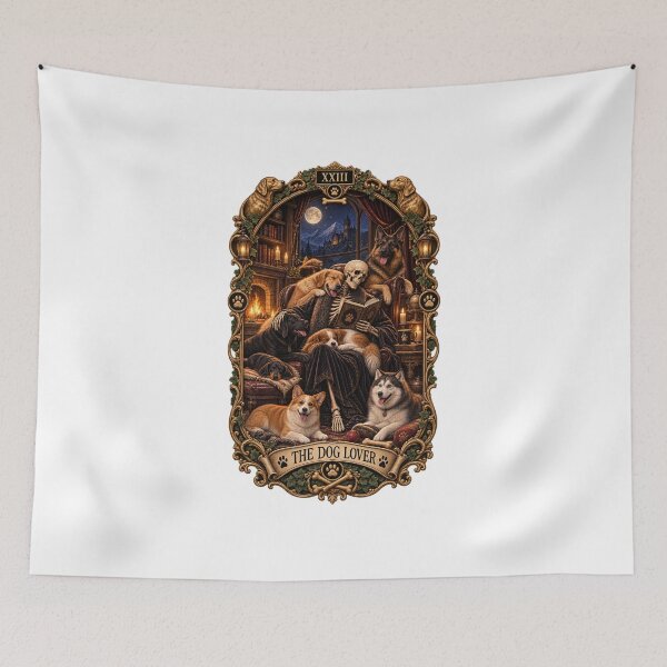 Item preview, The Dog Lover – Gothic Tarot Card | Vintage Dark Fantasy Dog Art designed and sold by zenithviv.