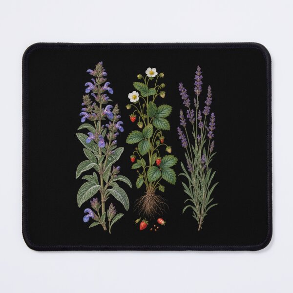 Item preview, Wild Sage, Wild Strawberry and Lavender Vintage Botanical Specimen Plate designed and sold by Anyshca.