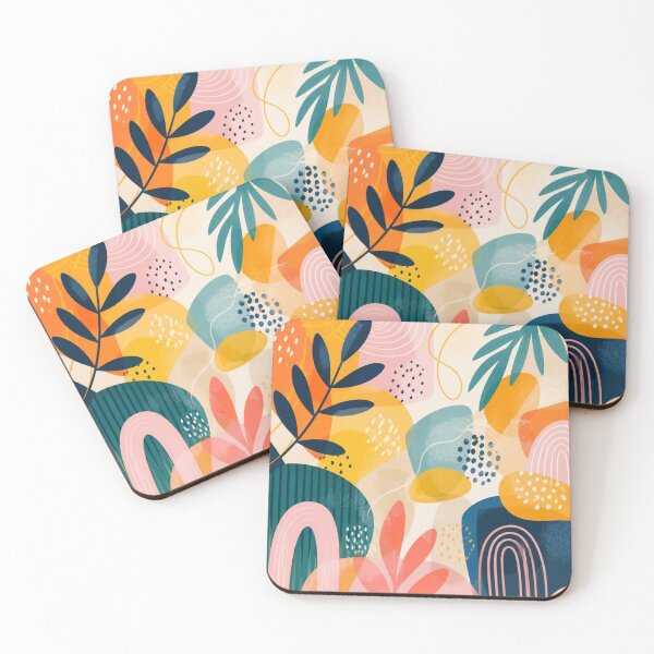 Item preview, Colourful Abstract Botanical Pattern With Organic Shapes And Rainbows designed and sold by My Gluten Free Life UK.