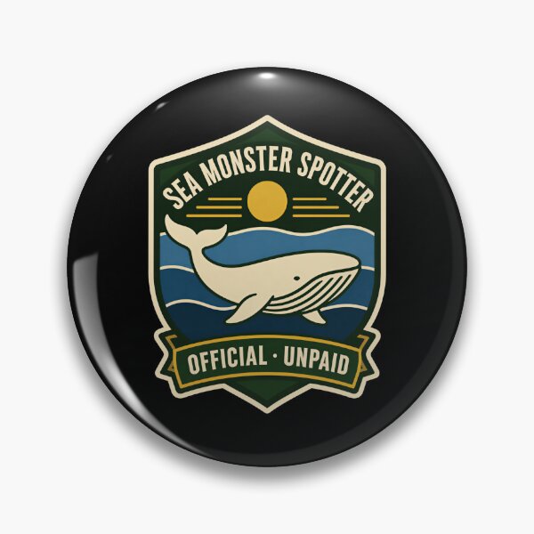 Item preview, Moby Dick Sea Monster Spotter Badge designed and sold by Fenay Designs.