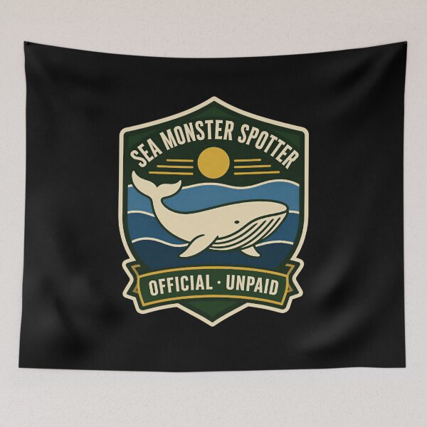 Item preview, Moby Dick Sea Monster Spotter Badge designed and sold by Fenay Designs.