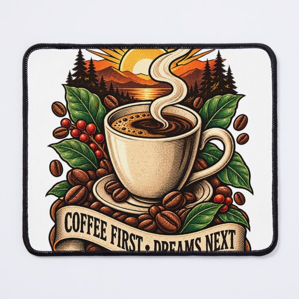 Item preview, Coffee First, Dreams Next – Funny Coffee Lover Design designed and sold by SalamInkStudio.