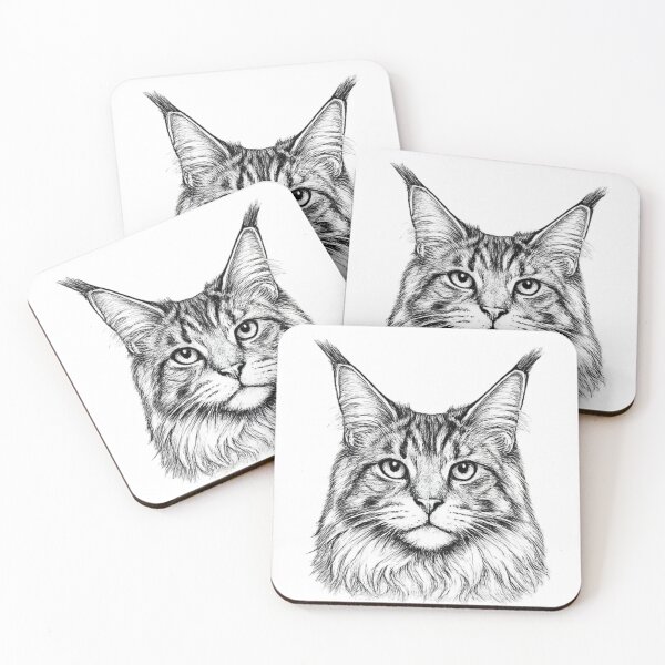 Item preview, Maine Coon Line Art | Premium Black & White Cat Portrait | Minimalist Pet Illustration designed and sold by zenithviv.