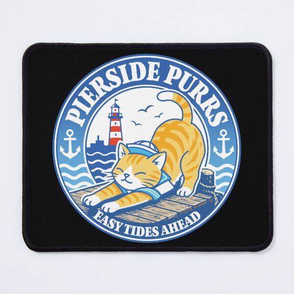 Item preview, Orange Tabby Sailor Cat & Lighthouse - Retro Nautical Badge_Blue designed and sold by AckeeWolf.