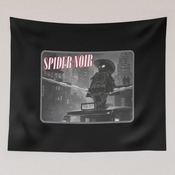Item preview, Noir Web Slinger Black and White Brick Parody Spider Detective Fight Small Design designed and sold by barefootmk.
