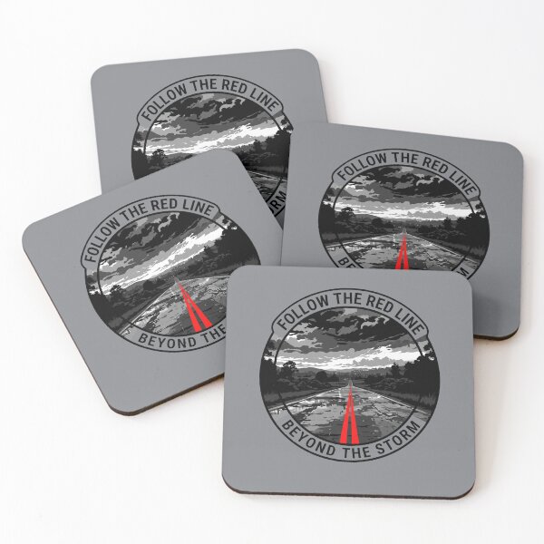 Item preview, Follow The Red Line Beyond The Storm Road Trip Highway Dramatic Sky Travel Badge Art designed and sold by MarCinu Art.