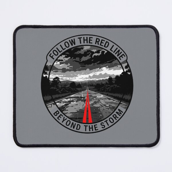 Item preview, Follow The Red Line Beyond The Storm Road Trip Highway Dramatic Sky Travel Badge Art designed and sold by MarCinu Art.
