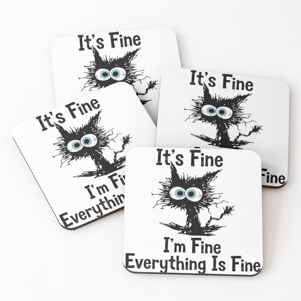 Item preview, "It's Fine. I'm Fine. Everything Is Fine." Scribble Cat Meme Design designed and sold by Shopeon Designs.