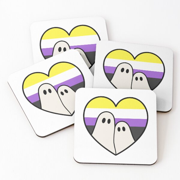 Item preview, Non binary Ghost Couple – Halloween LGBTQ Pride Heart designed and sold by Cannaxes Studio.