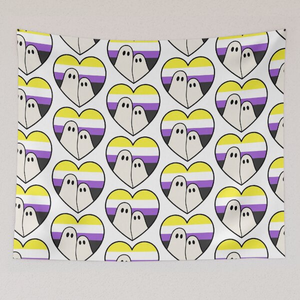 Item preview, Non binary Ghost Couple – Halloween LGBTQ Pride Heart designed and sold by Cannaxes Studio.